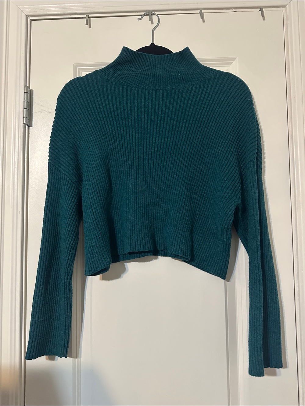 Jessica Simpson Teal Ribbed Mock-Neck Sweater